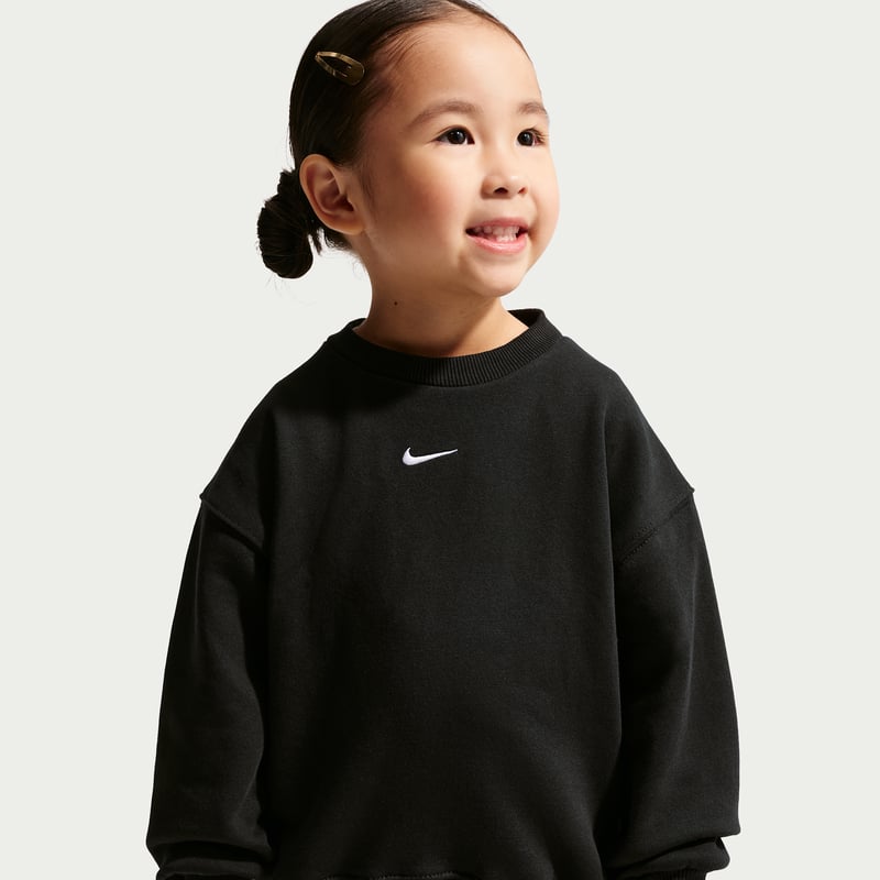 Nike Studio Fleece Oversized Crew Genser "Black & White" | Dame | | 00 | SPORTSHOWROOM