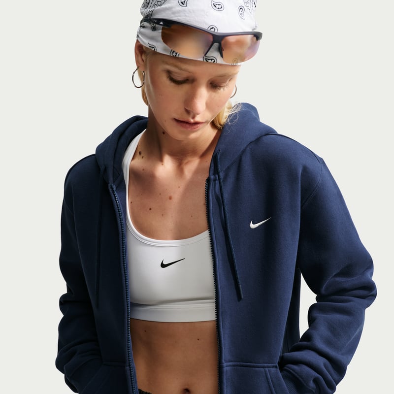 Nike Studio Fleece Medium Weight Full-Zip Hettegenser "Midnight Navy & Sail" | Dame | | 00 | SPORTSHOWROOM
