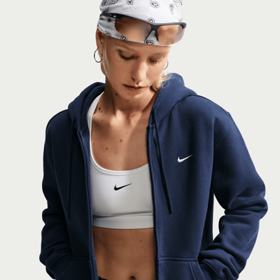 Nike Studio Fleece Medium Weight Full-Zip Hettegenser "Midnight Navy & Sail" | Dame | | 00 | SPORTSHOWROOM