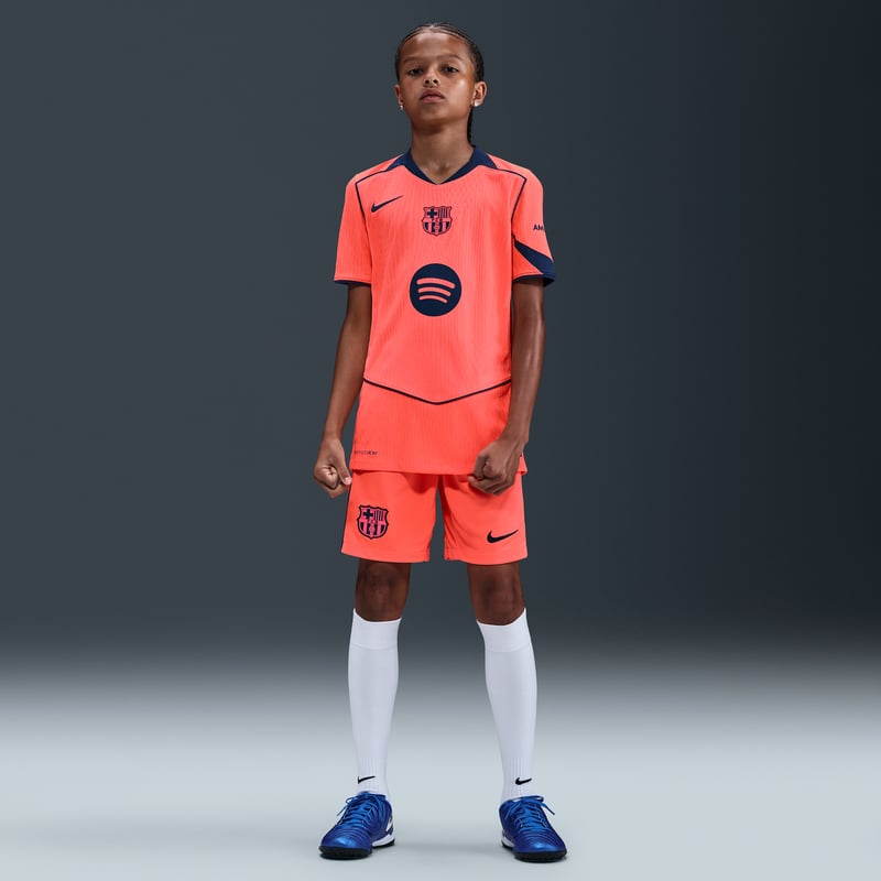 Nike F.C. Barcelona 2025/26 Match Third Dri-FIT ADV Total 90 Authentic Shirt "Bright Mango & Midnight Navy" | Kids | Football | 04 | SPORTSHOWROOM
