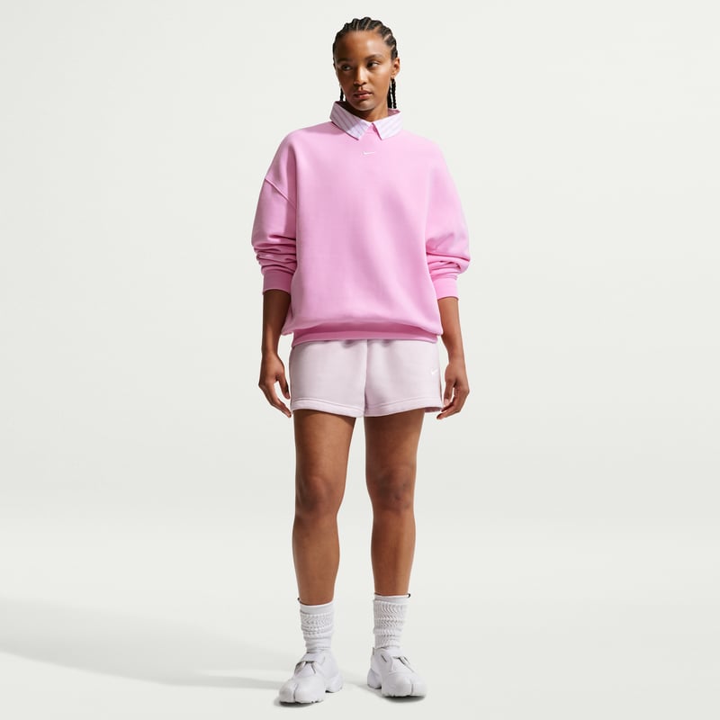 Nike Studio Fleece Medium Weight Oversized Crew Sweater "Pink Rise & Sail" | Women | | 03 | SPORTSHOWROOM