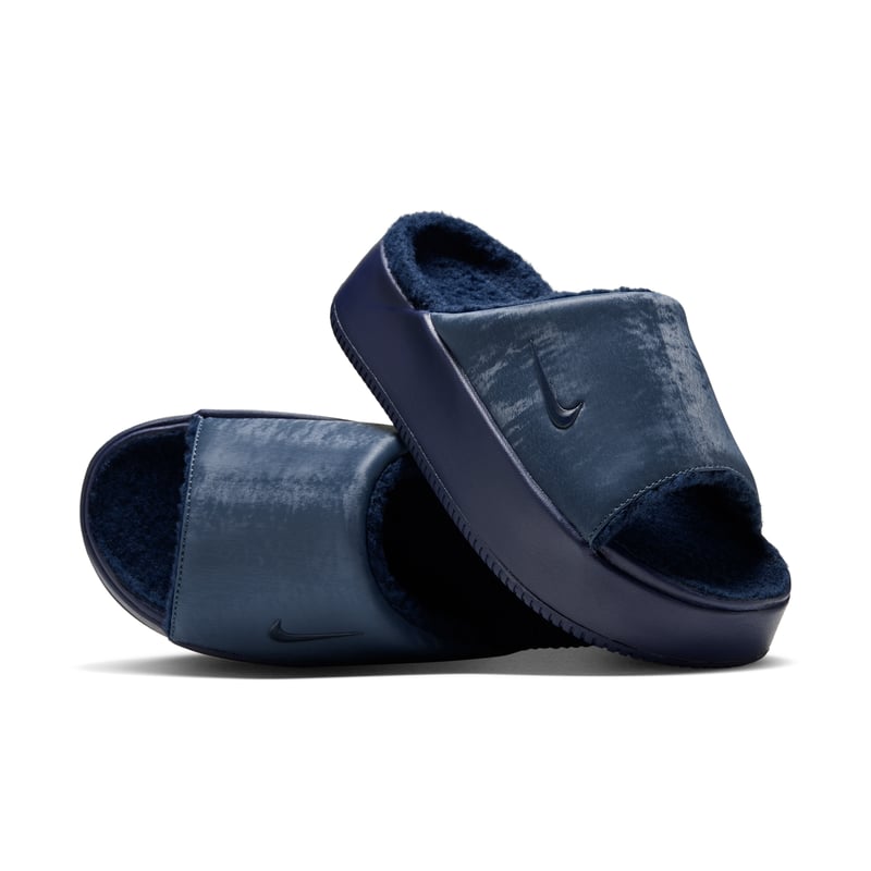 Zapatillas Nike Calm Elevation SE Faux Fur Slide "New Slate & Blue Eclipse" | Mujer | Estilo deportivo | 01 | SPORTSHOWROOM
