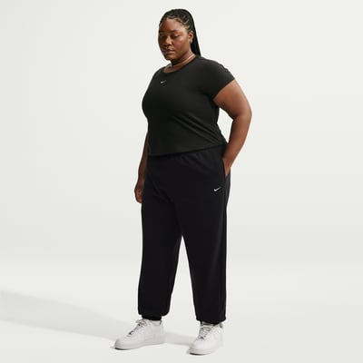 Nike Studio Fleece Medium Weight Oversized High-Rise Cuffed Bukse "Total Black & Sail" | Dame | | 00 | SPORTSHOWROOM