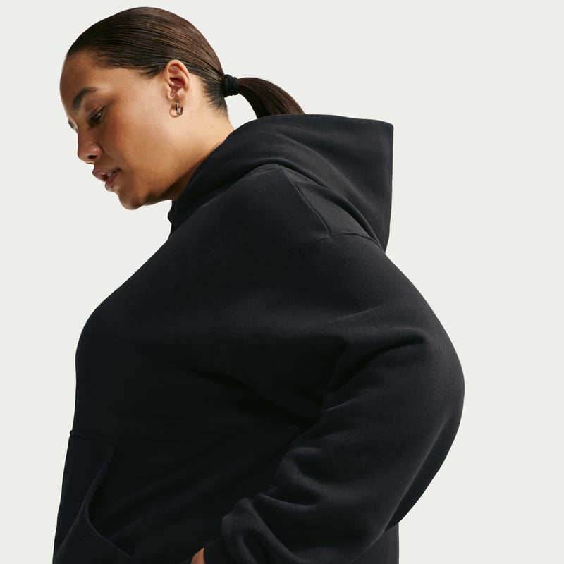 Nike Studio Fleece Medium Weight Oversized Pullover Hettegenser "Total Black & Sail" | Dame | | 01 | SPORTSHOWROOM