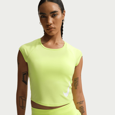 Maillot Nike Tempo Swoosh Dri-FIT Cap-Sleeve "Light Lemon Twist" | Femme | Entraînement & Course à pied | 01 | SPORTSHOWROOM