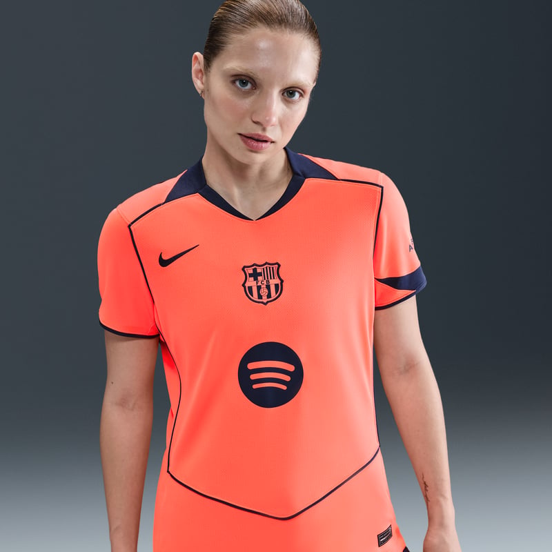 Nike F.C. Barcelona 2025/26 Stadium Third Dri-FIT Total 90 Replica Shirt "Bright Mango & Midnight Navy" | Women | Football | 01 | SPORTSHOWROOM