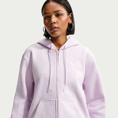 Nike Studio Fleece Medium Weight Full-Zip Hettegenser "Bleached Lilac & Sail" | Dame | | 00 | SPORTSHOWROOM