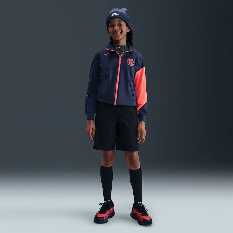 Nike FC Barcelona Academy Pro Third Dri-FIT Total 90 Anthem Jacket "Midnight Navy & Bright Mango" | Kids | SportStyle | 04 | SPORTSHOWROOM