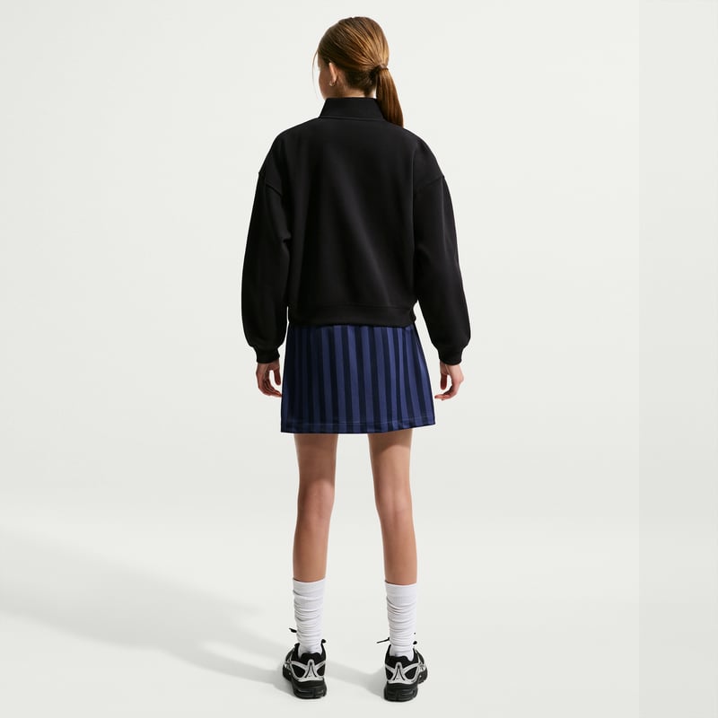 Nike Studio Fleece Oversized 1/4-Zip Topp "Black & White" | Barn | | 04 | SPORTSHOWROOM