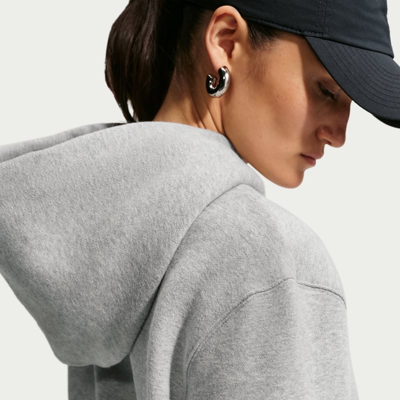 Nike Studio Fleece Medium Weight Pullover Hettegenser "Dark Grey Heather & Sail" | Dame | | 01 | SPORTSHOWROOM