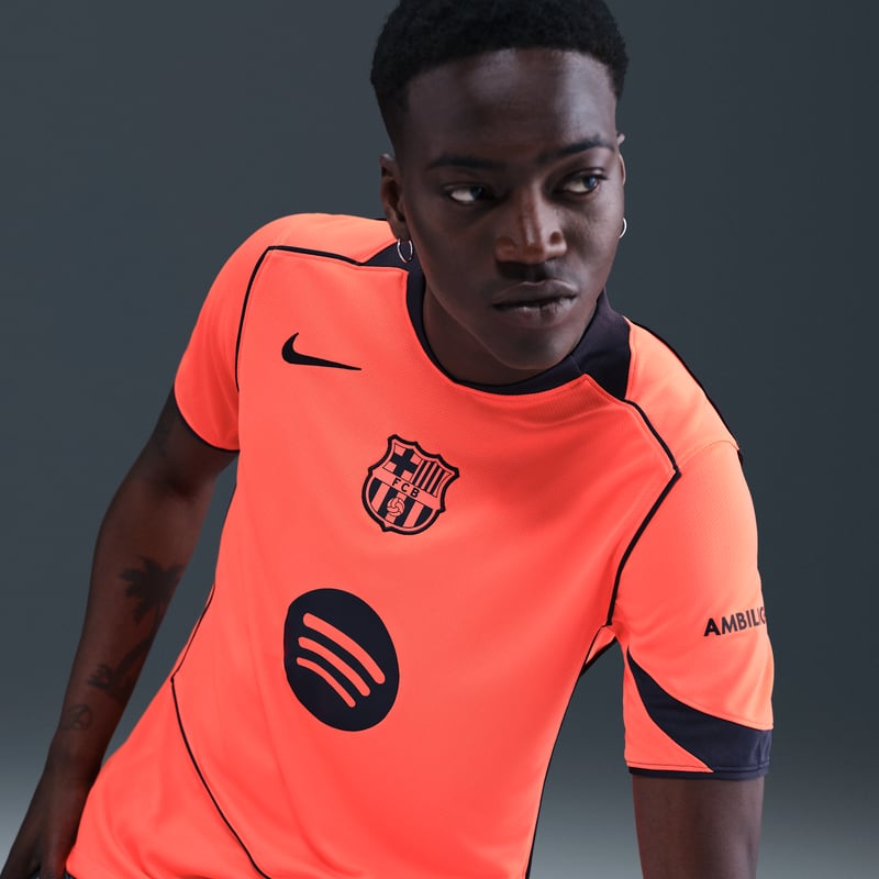 Nike F.C. Barcelona 2025/26 Stadium Third Dri-FIT Total 90 Replica Shirt "Bright Mango & Midnight Navy" | Men | Football | 03 | SPORTSHOWROOM