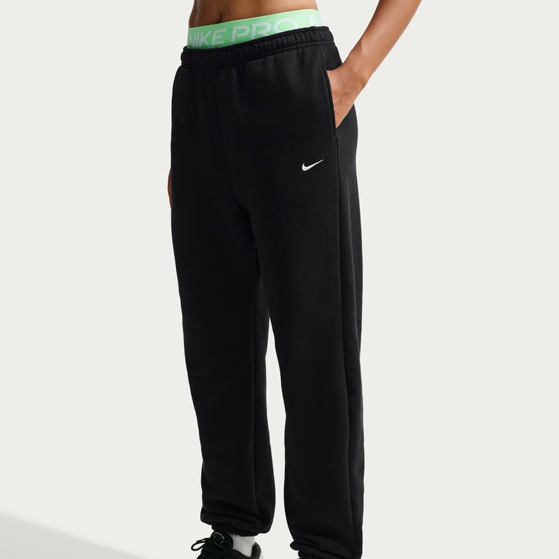 Nike Studio Fleece Medium Weight High-Rise Oversized Cuffed Bukse "Total Black & Sail" | Dame | | 01 | SPORTSHOWROOM