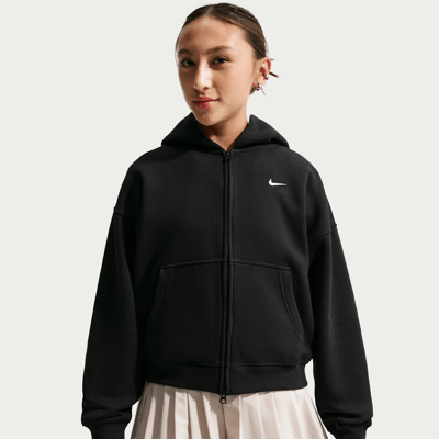 Nike Studio Fleece Oversized Full-Zip Hettegenser "Black & White" | Barn | | 00 | SPORTSHOWROOM