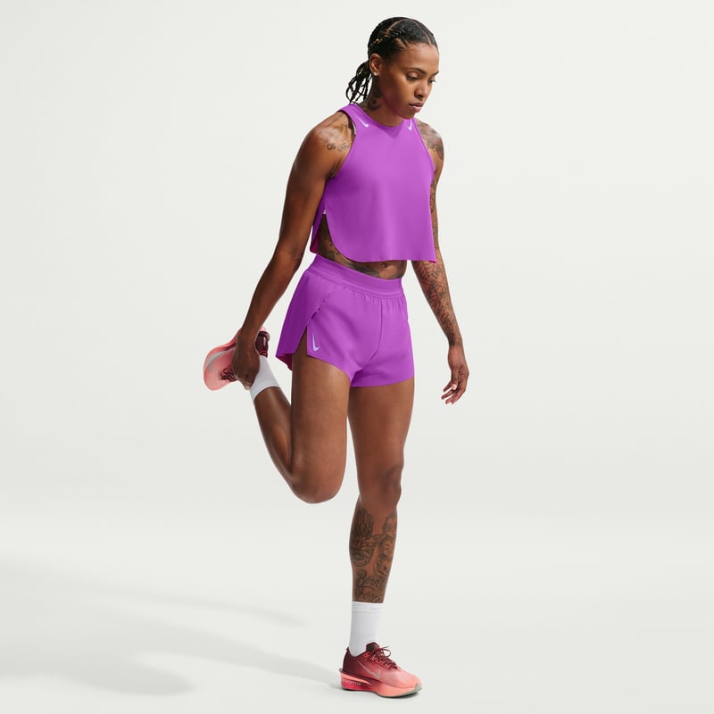 Nike AeroSwift Dri-FIT ADV Mid-Rise 3" Brief-Lined Shorts "Vivid Purple" | Dames | Hardlopen | 01 | SPORTSHOWROOM