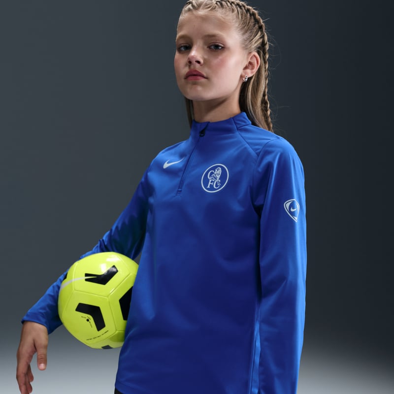 Nike Chelsea F.C. Strike Third Dri-FIT Total 90 Knit Drill Shirt "Game Royal & Field Silver" | Kinderen | Voetbal | 01 | SPORTSHOWROOM