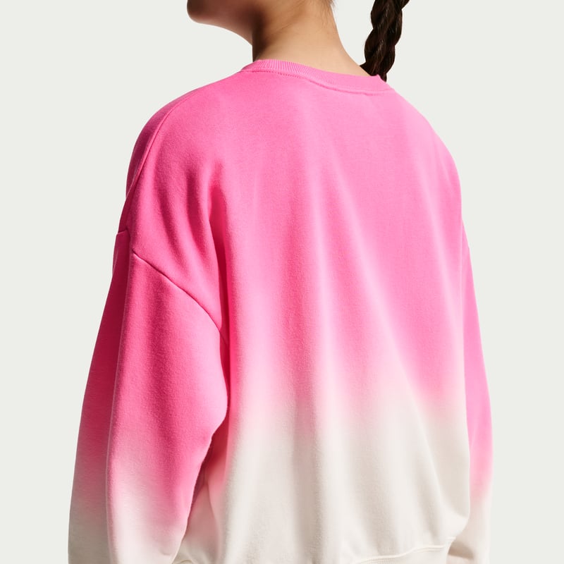 Nike Studio Fleece Lightweight Oversized Graphic Crew Genser "Sail & Playful Pink" | Barn | | 01 | SPORTSHOWROOM