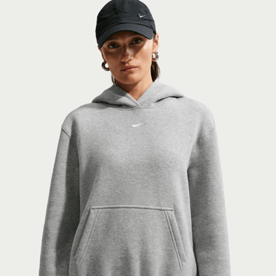Nike Studio Fleece Medium Weight Pullover Hettegenser "Dark Grey Heather & Sail" | Dame | | 00 | SPORTSHOWROOM