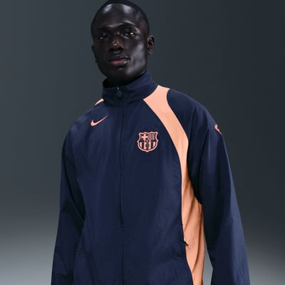 Nike F.C. Barcelona Total 90 Jas "Midnight Navy & Bright Mango" | Heren | Voetbal | 01 | SPORTSHOWROOM