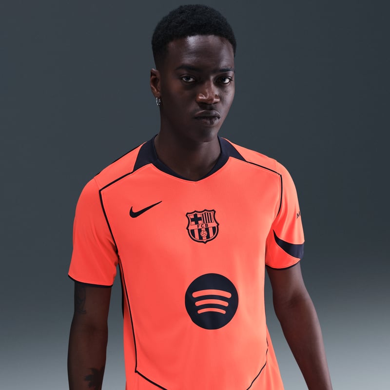 Nike F.C. Barcelona 2025/26 Stadium Third Dri-FIT Total 90 Replica Shirt "Bright Mango & Midnight Navy" | Men | Football | 01 | SPORTSHOWROOM