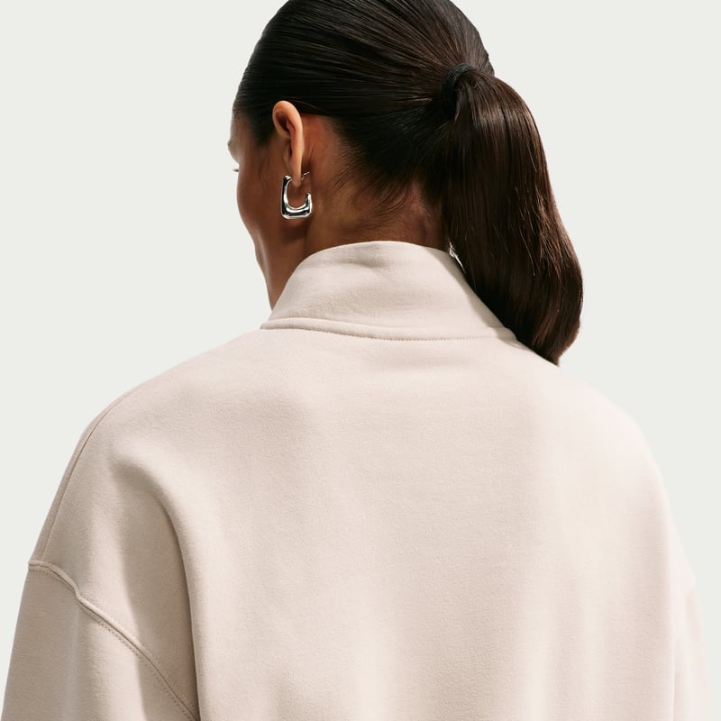 Nike Studio Fleece Medium Weight Oversized 1/4-Zip Cropped Topp "Cream II & Sail" | Dame | | 01 | SPORTSHOWROOM