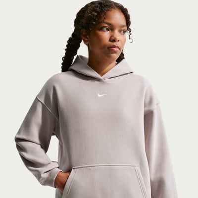 Nike Studio Fleece Oversized Pullover Hettegenser "Moon Particle & White" | Barn | | 00 | SPORTSHOWROOM