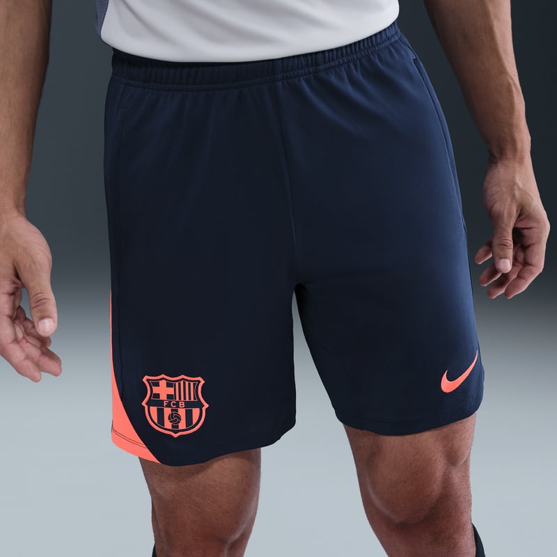 Nike F.C. Barcelona Strike Third Dri-FIT Total 90 Knit Shorts "Midnight Navy & Bright Mango" | Men | Football | 02 | SPORTSHOWROOM