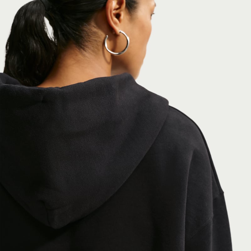 Nike Studio Fleece Medium Weight Oversized Full-Zip Hettegenser "Total Black & Sail" | Dame | Skating | 01 | SPORTSHOWROOM
