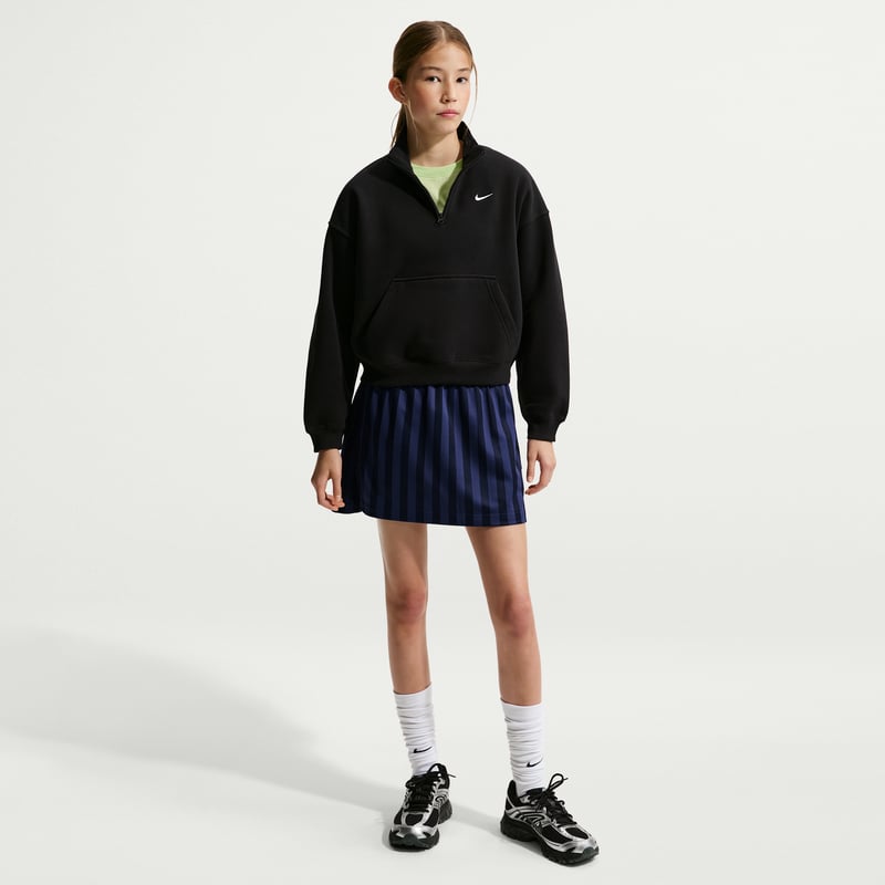 Nike Studio Fleece Oversized 1/4-Zip Topp "Black & White" | Barn | | 03 | SPORTSHOWROOM
