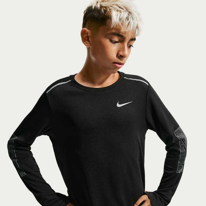 Camiseta Nike Miler Dri-FIT Long-Sleeve "Black" | Niños | | 01 | SPORTSHOWROOM