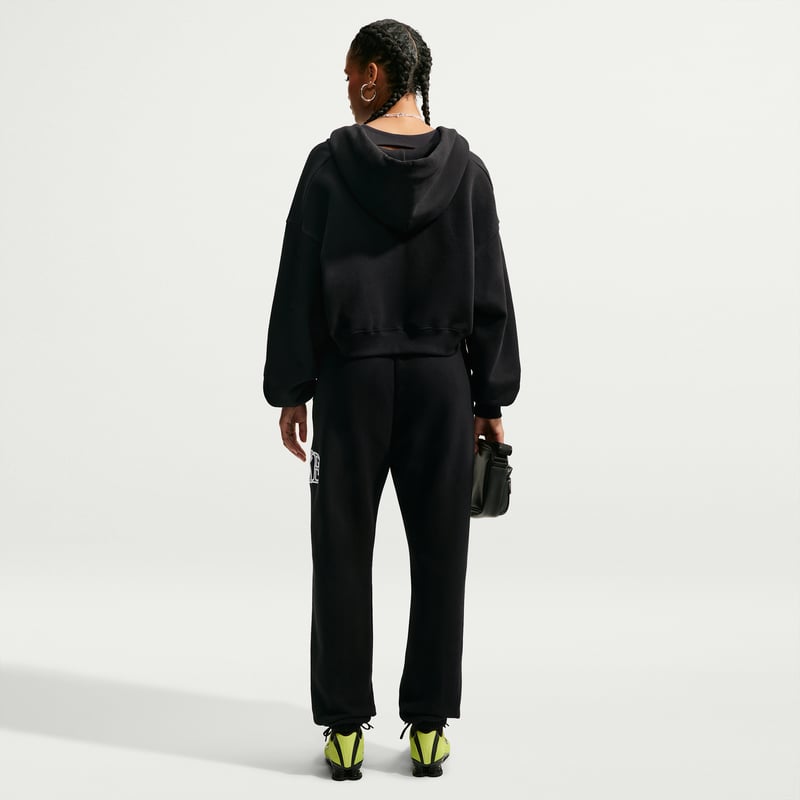 Nike Studio Fleece Weight Oversized Full-Zip Cropped Hettegenser "Total Black & Sail" | Dame | | 04 | SPORTSHOWROOM