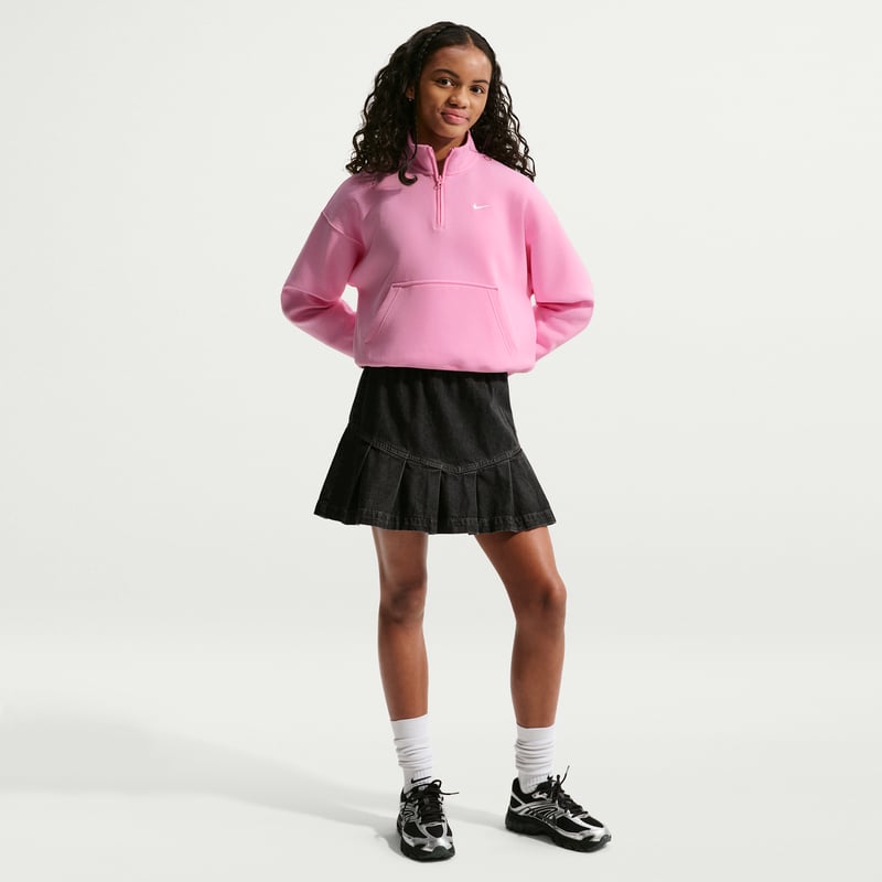 Nike Studio Fleece Oversized 1/4-Zip Topp "Pink Rise & White" | Barn | | 03 | SPORTSHOWROOM