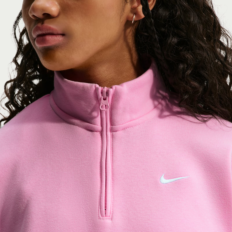 Nike Studio Fleece Oversized 1/4-Zip Topp "Pink Rise & White" | Barn | | 05 | SPORTSHOWROOM