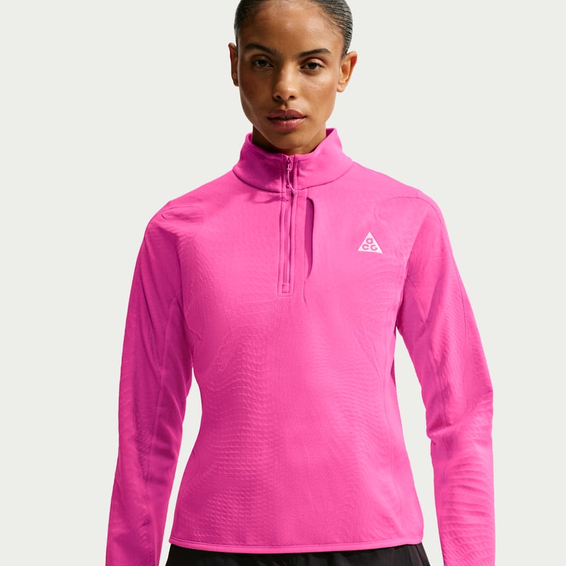 Nike ACG "Wolf Grid" Therma-FIT 1/2-Zip Top "Desert Pink & Light Orewood Brown" | Dames | Hiken | 01 | SPORTSHOWROOM