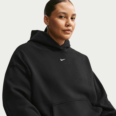 Nike Studio Fleece Medium Weight Oversized Pullover Hettegenser "Total Black & Sail" | Dame | | 00 | SPORTSHOWROOM