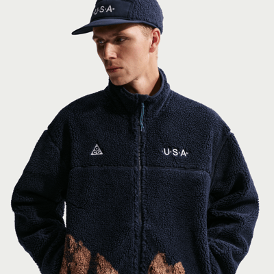 Nike ACG USA Therma-FIT ADV Windproof Full-Zip Fleece Jacka "Obsidian & Blue Lagoon" | Män | | 01 | SPORTSHOWROOM
