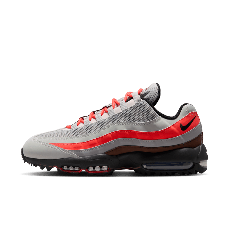 Čevlji za golf Nike Air Max 95 G "Light Silver & Bright Crimson" | Moški | Golf | 01 | SPORTSHOWROOM