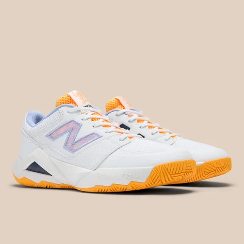New Balance Coco Delray tennis runners "White & Hot Marigold" | Women | Tennis | 02 | SPORTSHOWROOM