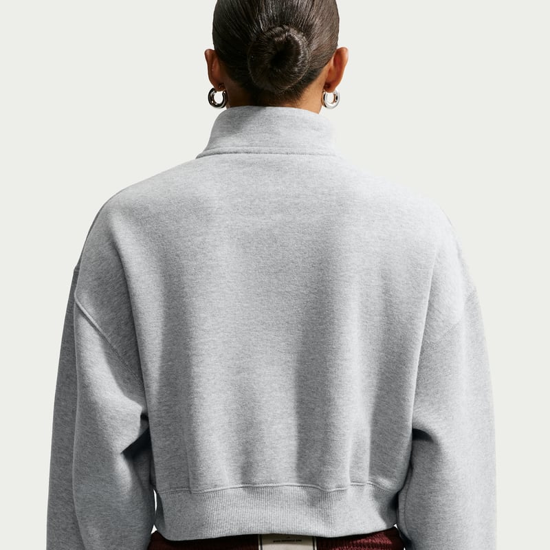 Nike Studio Fleece Medium Weight Oversized 1/4-Zip Cropped Topp "Dark Grey Heather & Sail" | Dame | | 01 | SPORTSHOWROOM