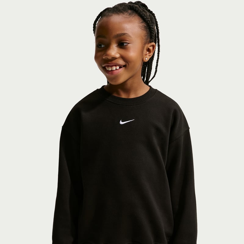 Nike Studio Fleece Oversized Crew Genser "Black" | Barn | | 00 | SPORTSHOWROOM