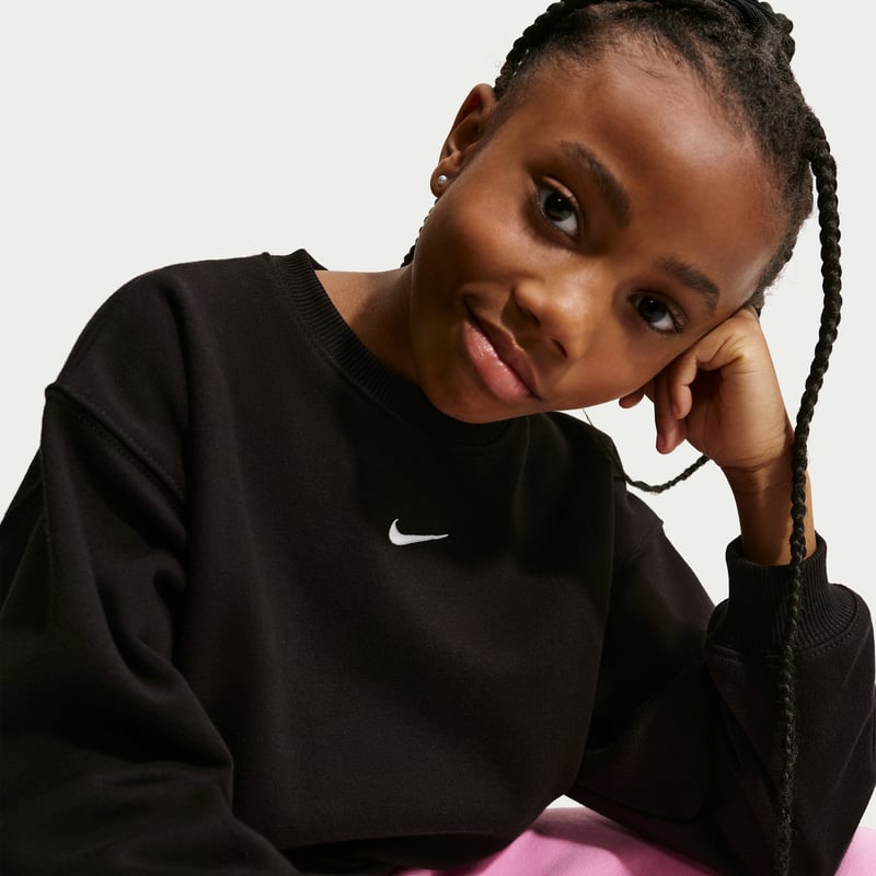 Nike Studio Fleece Oversized Crew Genser "Black" | Barn | | 02 | SPORTSHOWROOM