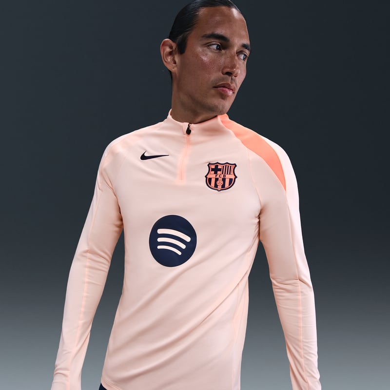 Nike F.C. Barcelona Strike Third Dri-FIT Total 90 Knit Drill Top "Crimson Tint & Bright Mango" | Men | Football | 01 | SPORTSHOWROOM