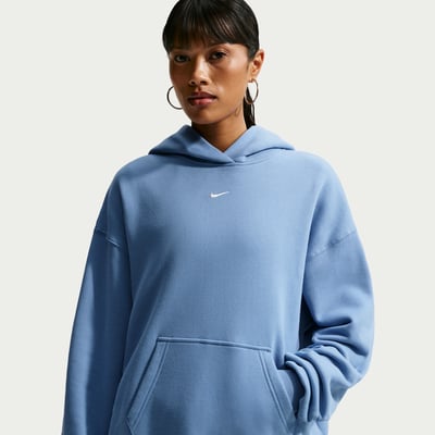 Nike Studio Fleece Medium Weight Oversized Pullover Hettegenser "Work Blue & Sail" | Dame | | 00 | SPORTSHOWROOM