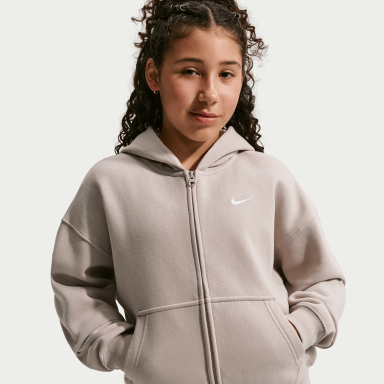 Nike Studio Fleece Oversized Full-Zip Hettegenser "Moon Particle & White" | Barn | | 00 | SPORTSHOWROOM