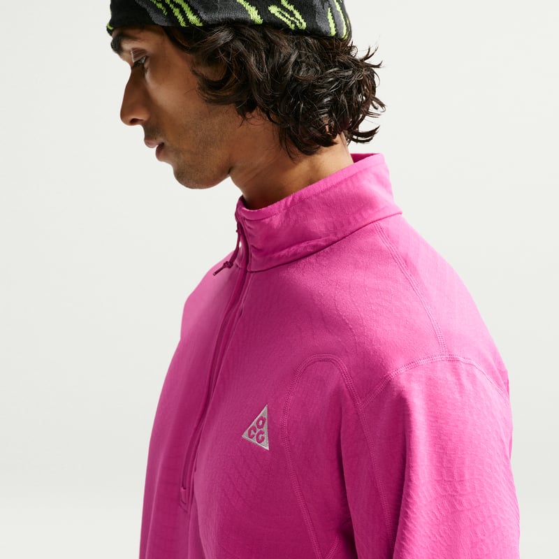 Nike ACG "Wolf Grid" Men's Therma-FIT 1/2-Zip Top "Desert Pink & Light Crimson" | Men | Hiking | 03 | SPORTSHOWROOM