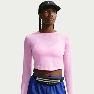 Maillot Nike Tempo Dri-FIT Cropped Long-Sleeve "Pink Rise" | Femme | Course à pied | 01 | SPORTSHOWROOM