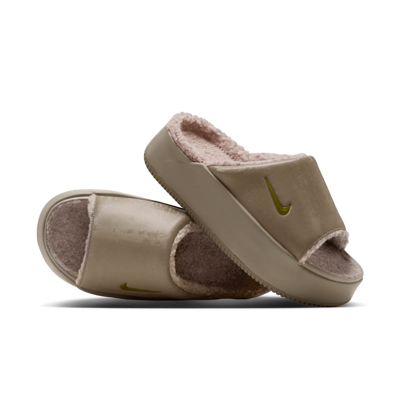 Nike Calm Elevation SE Faux Fur Slide trainers "Parachute Beige" | Women | SportStyle | 01 | SPORTSHOWROOM