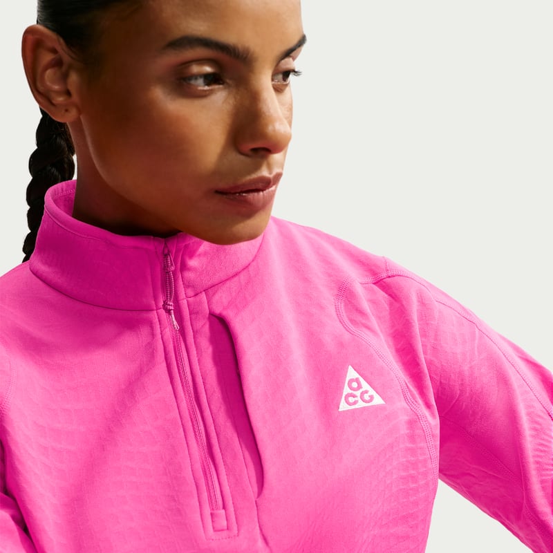Nike ACG "Wolf Grid" Therma-FIT 1/2-Zip Top "Desert Pink & Light Orewood Brown" | Dames | Hiken | 03 | SPORTSHOWROOM