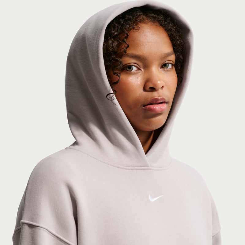 Nike Studio Fleece Oversized Pullover Hettegenser "Moon Particle & White" | Barn | | 02 | SPORTSHOWROOM
