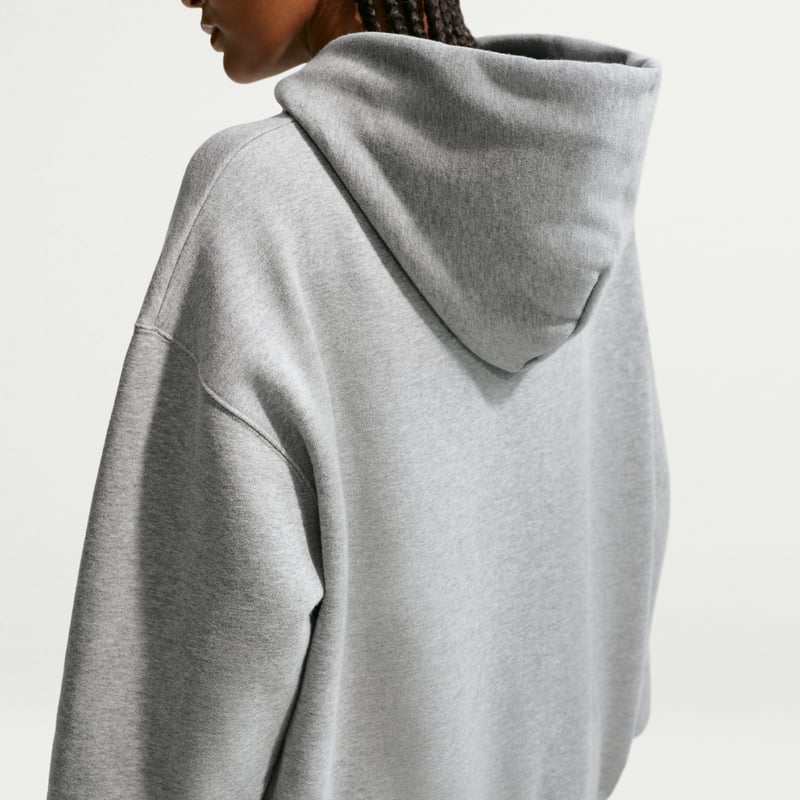 Nike Studio Fleece Medium Weight Oversized Full-Zip Hettegenser "Dark Grey Heather & Sail" | Dame | Skating | 01 | SPORTSHOWROOM