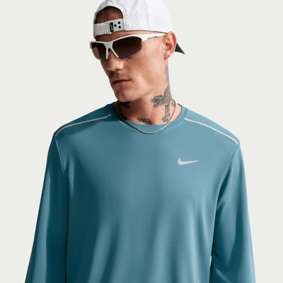Nike Miler Dri-FIT Long-Sleeve Skjorte "Smoky Blue" | Herre | Løping | 01 | SPORTSHOWROOM